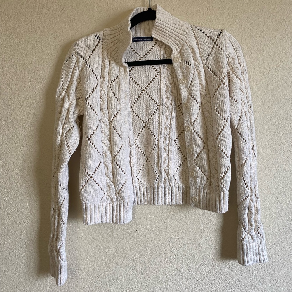 White knit crop jacket